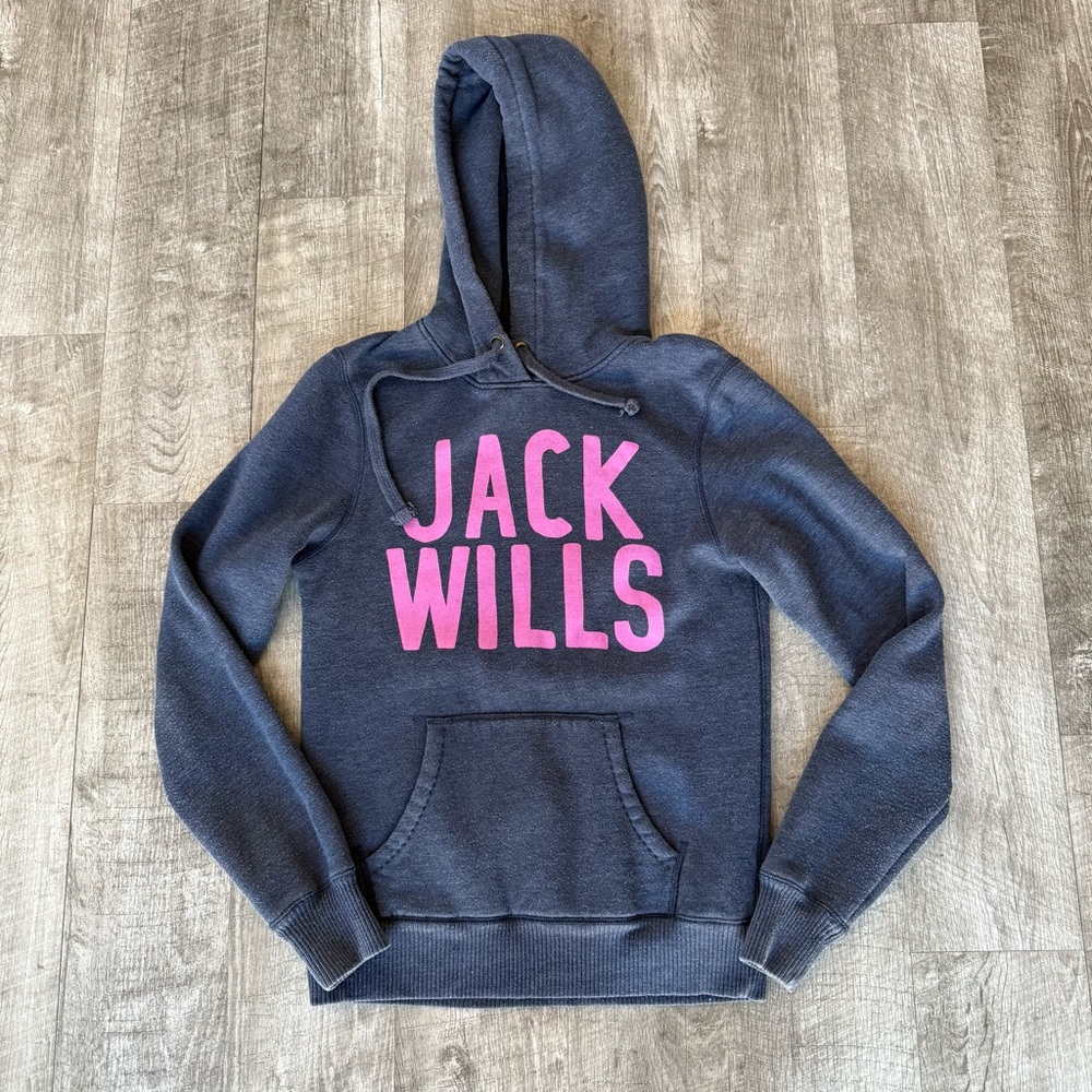 Jack Wills Blue Hoodie with Pink Accents